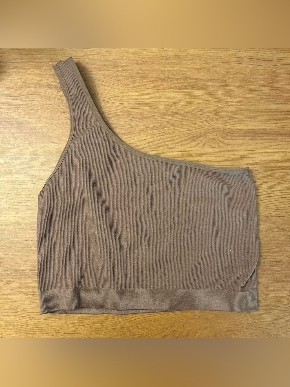 Brown One-Shoulder Crop Top
